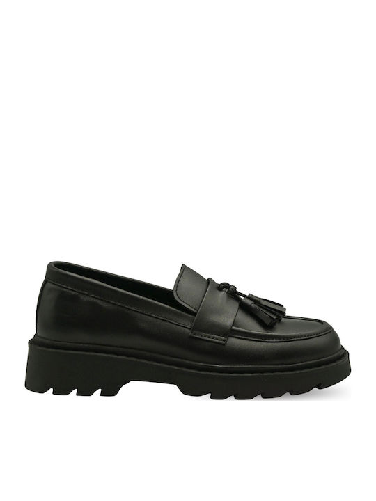 Leather Women's Loafers in Black Colour
