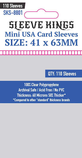 Mayday Games Kings Mini USA Card (41x63mm) Card Sleeves Mini American Size 110τμχ Διάφανες