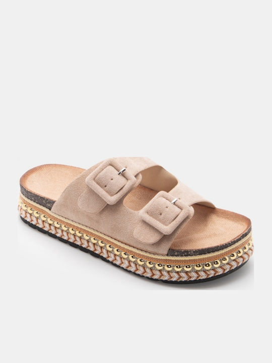 Flache Sandalen Für Damen Flatforms Beigen
