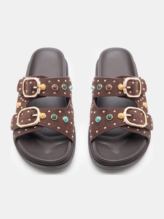 Flache Damen Sandalen Flatforms Braune