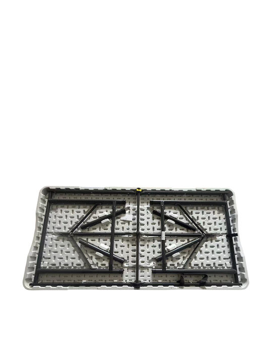 Masă Catering Pentru Exterior Pliabilă Din Polipropilenă Cu Ramă Metalică Albă 122x61x60 cm