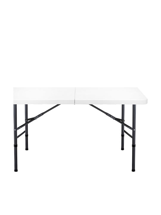 Masă Catering Pentru Exterior Pliabilă Din Polipropilenă Cu Ramă Metalică Albă 122x61x60 cm