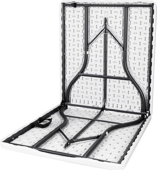 Masă Catering Pentru Exterior Pliabilă Din Polipropilenă Cu Ramă Metalică Albă 152x70x74cm