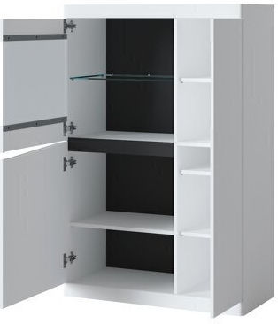 Venlori 129 Vitrină Pentru Sufragerie Din Lemn Cu Geamuri Și Iluminare 86x40x131cm