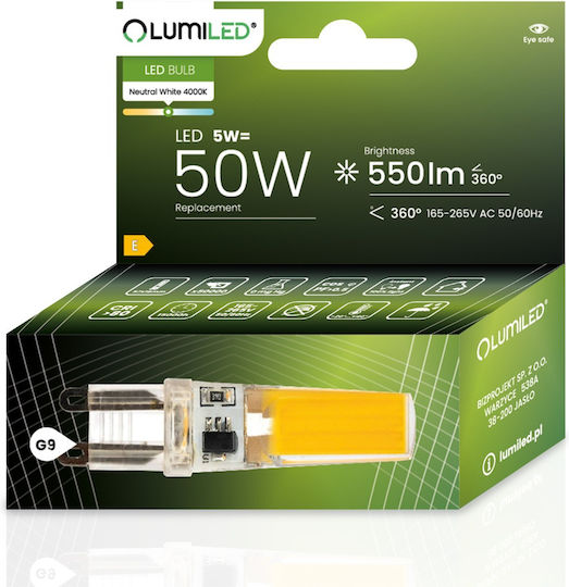 Lumiled LED Bulb 5W For G9 Socket Natural White 550 Lumen