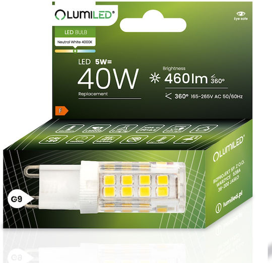 Lumiled Λάμπα LED 5W για Ντουί G9 Φυσικό Λευκό 460lm