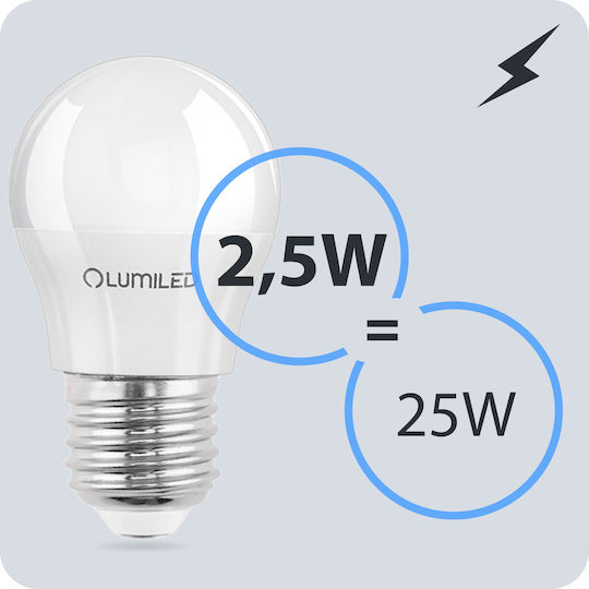 Lumiled Λάμπα LED 2.5W για Ντουί E27 και Σχήμα P45 Ψυχρό Λευκό 249lm