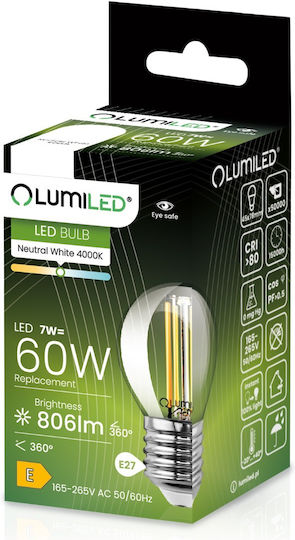 Lumiled Λάμπες LED 7W για Ντουί E27 και Σχήμα P45 Φυσικό Λευκό 806lm 6τμχ