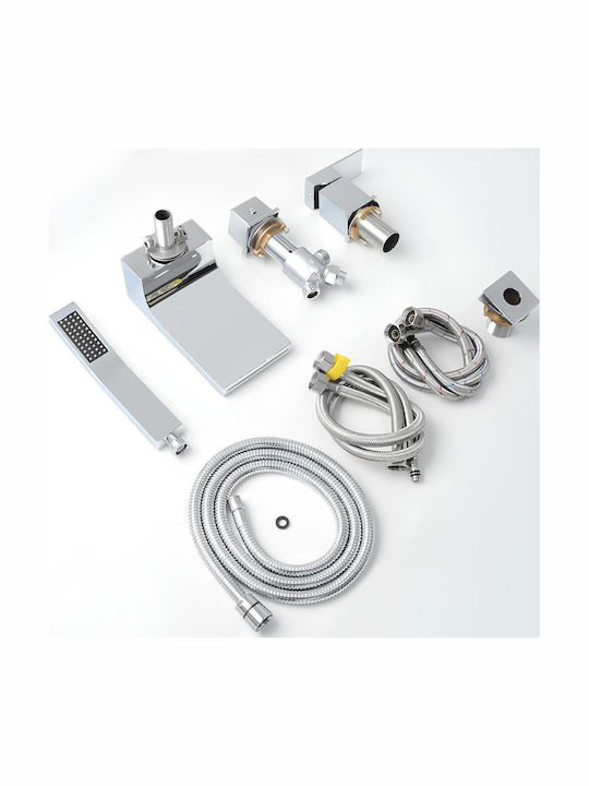 Resteq Mischbatterie Bad / Duscharmaturen Komplettes Set Silber