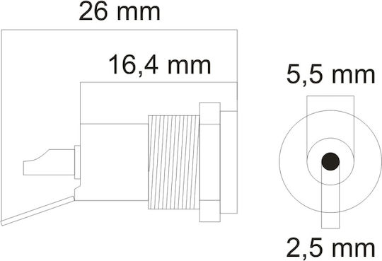 Set 10 Dc 5.5 × 2.5 Mm Metall Stecker Panelmontage Strom Verbindung