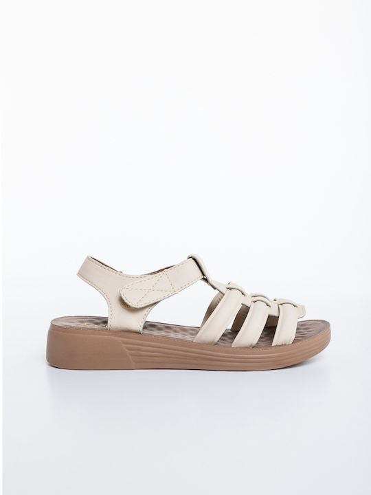 Sandale Casual Damă Din Piele Bej