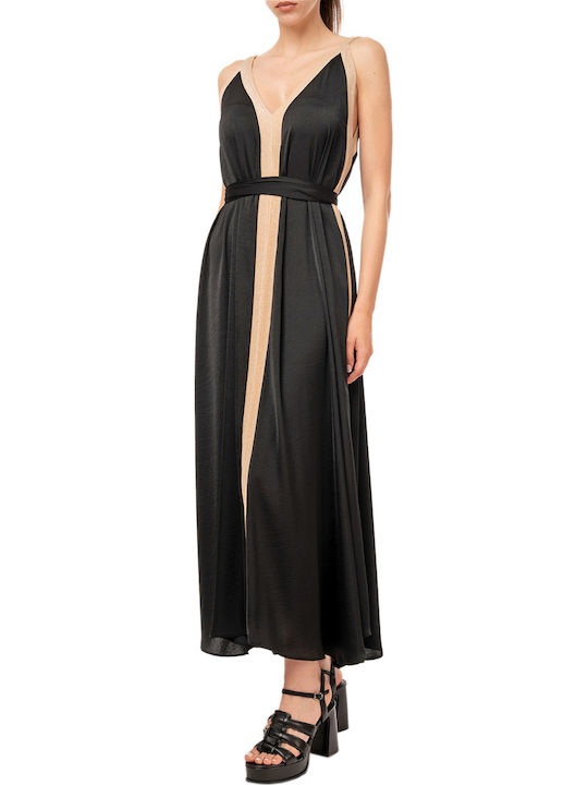 Summer Maxi Evening Satin Black Dress