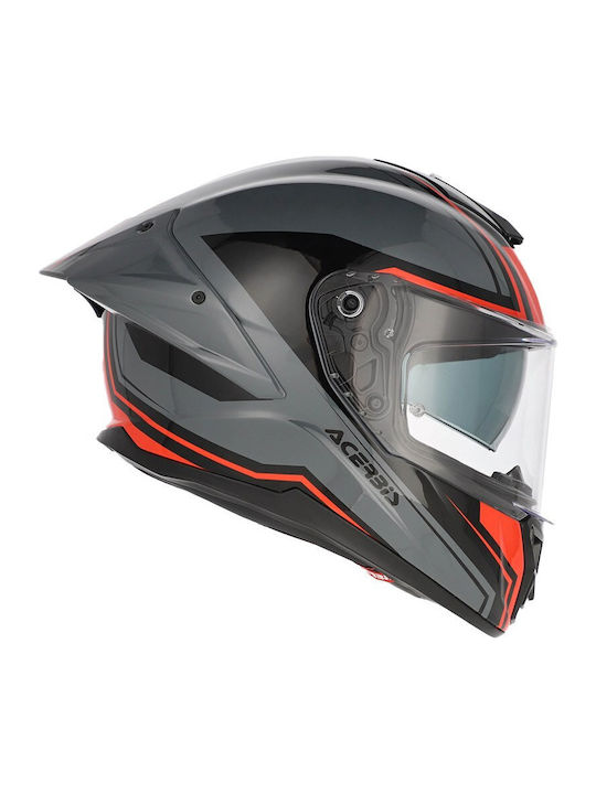 Acerbis Tarmak-X Grey/Red Motorcycle Helmet Full Face ECE 22.06 1480gr with Sun Visor