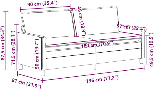Two-Seater Couch Red 196x81x87.5cm