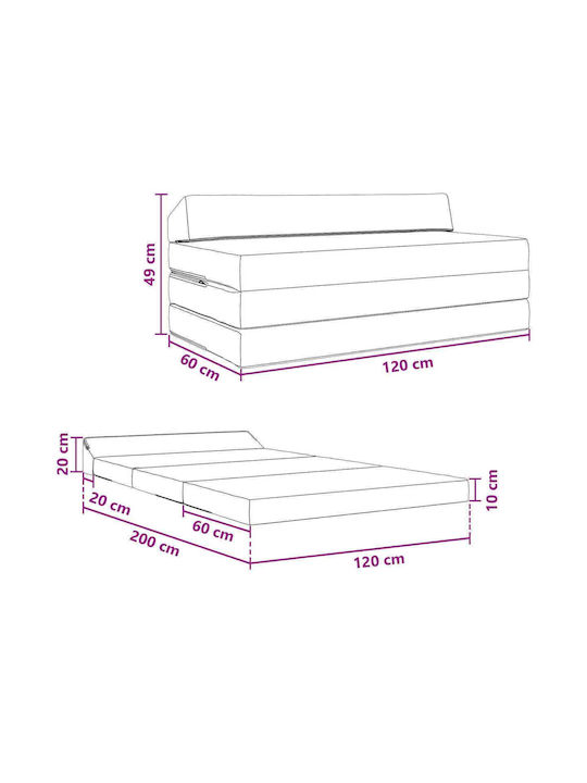 Canapea Cu Două Locuri Pat Gri Deschis 120x60x49cm