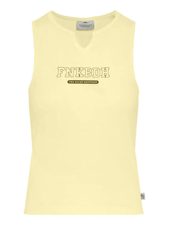 Damen Bluse Baumwolliges Ärmelloses Top mit V-Ausschnitt Off White Cream