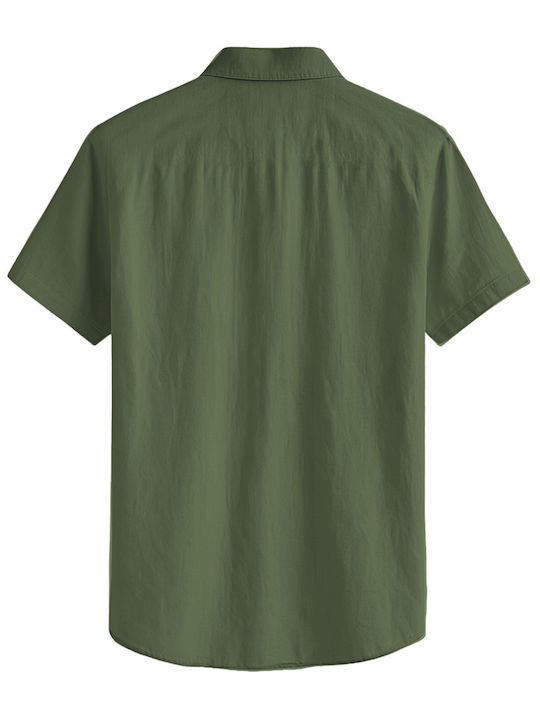 Short-sleeved Linen Shirt Khaki