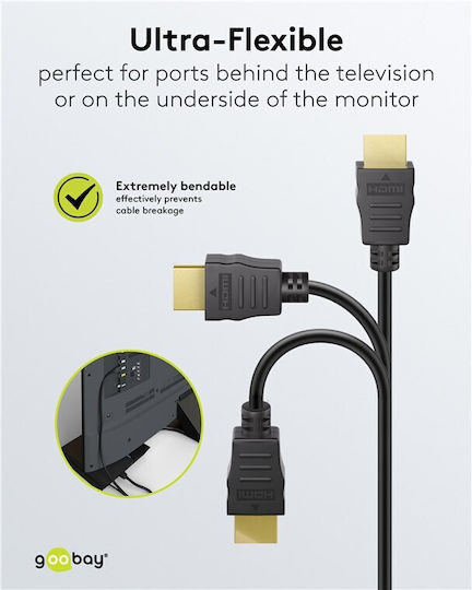 Goobay HDMI 2.0 Premium High Speed 4K 60Hz HDR Cable HDMI Male - HDMI Male 0.5m Black