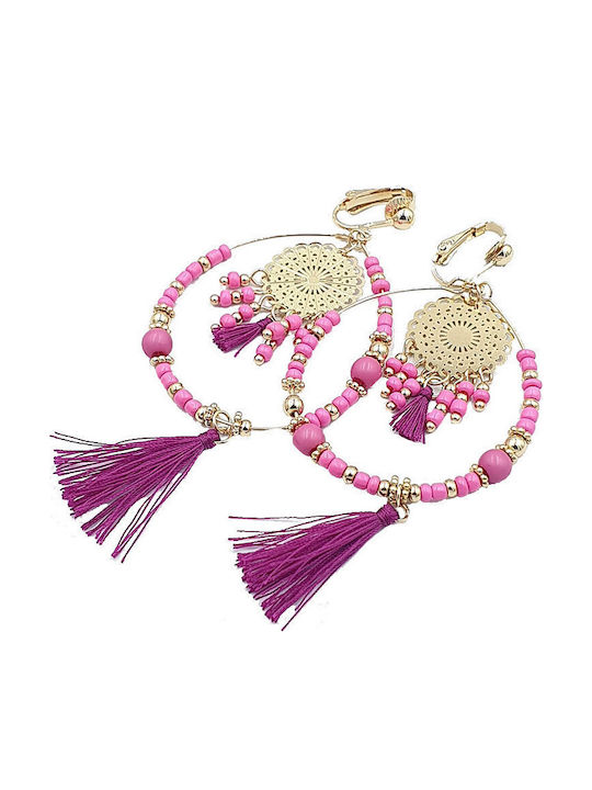 Fuchsia Hängende Ohrringe mit Klemme