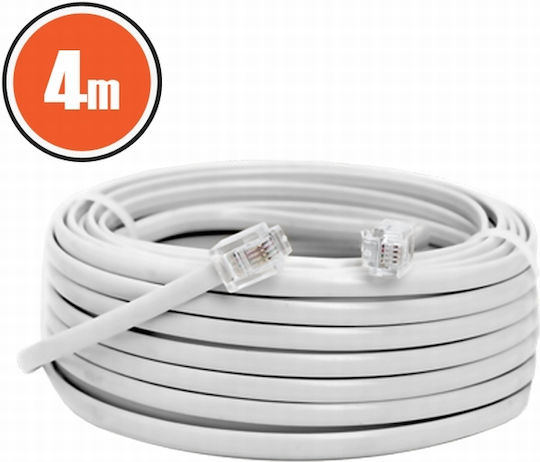 Alista Home Cablu Telefonic Rotund RJ11 6P4C 4m Alb (GLB_20301)