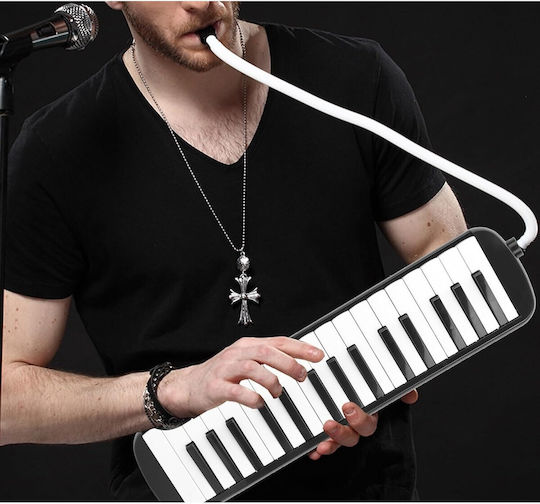 Melodică 32 De Clape Alista Home Din Abs Pentru Începători 45 X 13 X 7 Cm Include Husă Suflantă Neagră