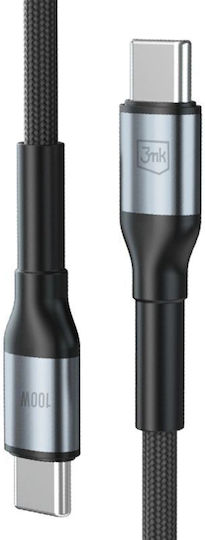 3MK Hyper USB 2.0 Кабел USB-C Мъжки - USB-C 100W Захранване (PD) Черен 1м