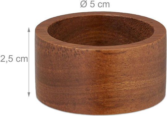 Relaxdays Wooden Brown Napkin Ring 12 Pieces