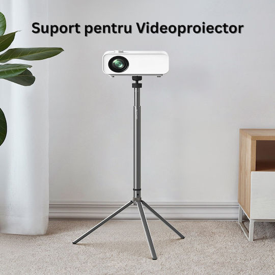 Adjustable Projector Mount 67-100 Cm 360° Rotation 90° Tilt Foldable Aluminum Easy To Install Black Grey