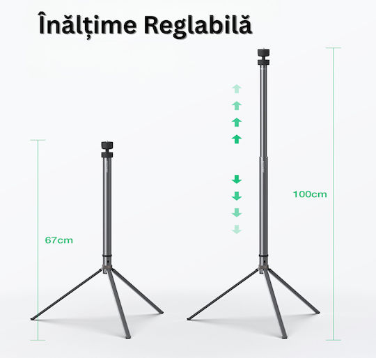 Adjustable Projector Mount 67-100 Cm 360° Rotation 90° Tilt Foldable Aluminum Easy To Install Black Grey