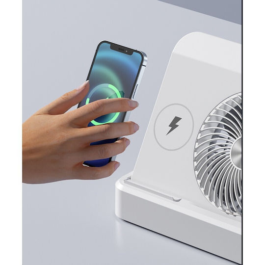 Ventilator 2în1 Alista Home Funcție Încărcare Wireless Telefon 100 Niveluri Viteză 2400 Mah 5v 2a 25 X 16.5 X 24 Cm Bej