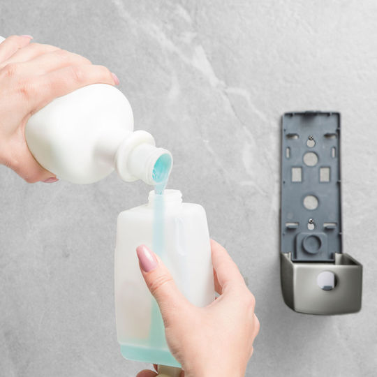 Liquid Soap Dispenser 350ml Wall-mounted Manual Pump Plastic Silver