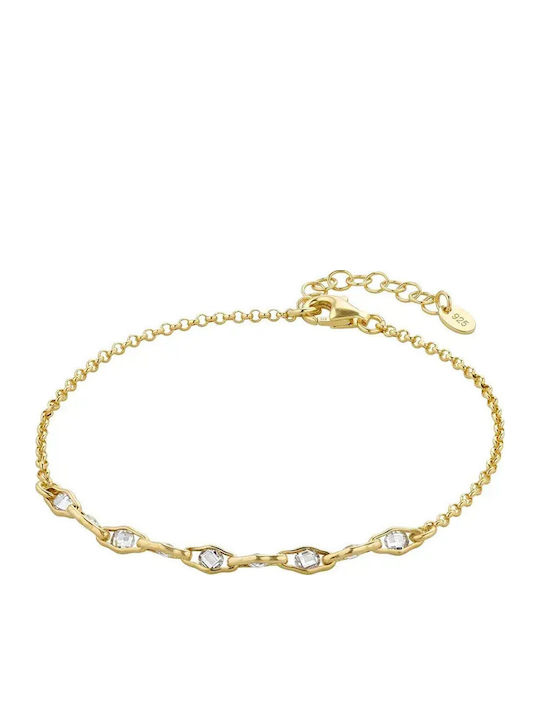Vogue Damen Armband Handschelle aus Silber Vergoldet mit Zirkon