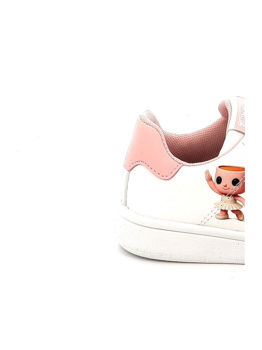 Casual Sort Italian Brainrot Ballerina Cappuccina Kids Sneakers with Hoop & Loop Closure White