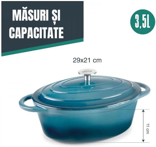 Lacor Cratiță Olandeză Ovală din Fontă 3.5l