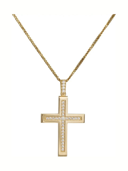 Women's Gold Cross 9K Double Sided with Chain