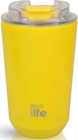 Ecolife Pahar Termos Oțel Inoxidabil / Aluminiu / Plastic Fără BPA 360ml Galben