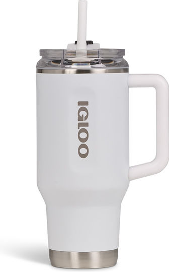 Igloo Handled Tumbler Thermos Plastic 946ml TURQUOISE with Straw and Handle