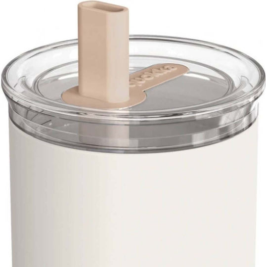 Quokka Stainless Steel Thermos Bottle BPA Free 720ml Ivory with Straw