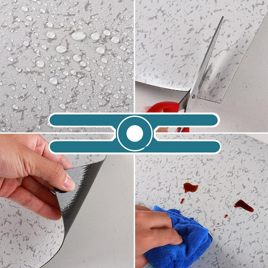 Set Plastic Vinyl Floor with 24 Tiles L30xW30cm White