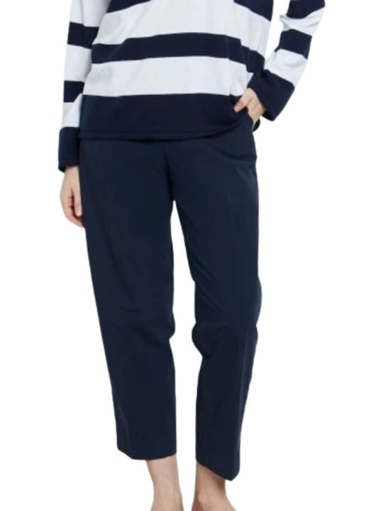Women's Fabric Trousers Dark Blue