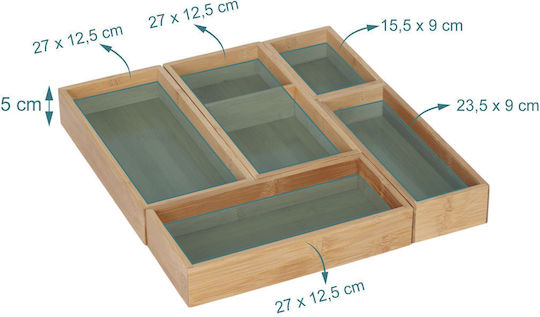 Relaxdays Κουταλοθήκη Ελεύθερης Σύνθεσης Ξύλινη 27x12.5x5εκ. 5τμχ Καφέ