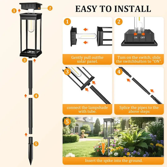 Waterproof Solar Floor Light 1.5W 30lm Warm White 2700K with Photocell IP65