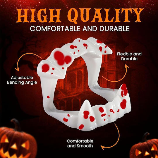 Dinți Albi de Carnaval pentru Halloween din Plastic 2 Bucăți