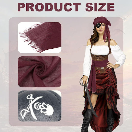 Piraten Kostüm Zubehör Set Bandana Gürtel Augenklappe Komplett Halloween