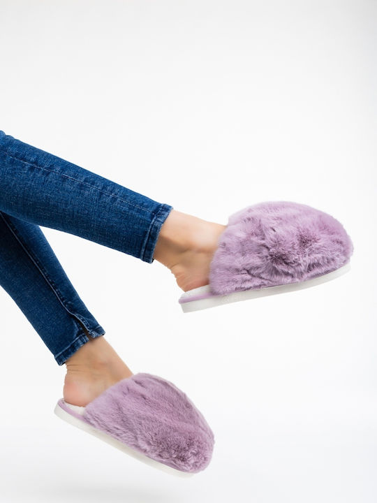 Papuci De Femei Pentru Iarnă Cu Blană Violet