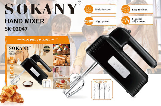 Sokany Mixer de Mână 200W Negru
