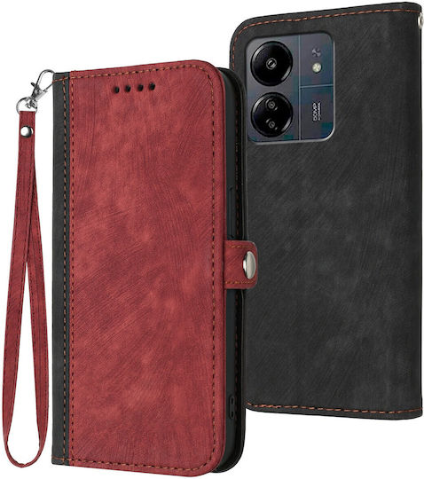 Tel1 Xiaomi Poco C65 Xiaomi Redmi 13C 4G 5G Side Buckle Double Fold Strap Book Case Red