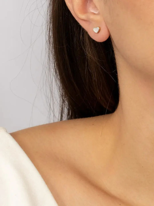 Kids Earrings Studs Heart Made of 9K Gold