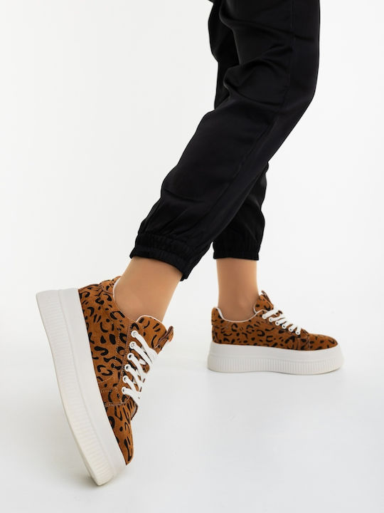 Adidași Flatforms Pentru Femei Leopard 3AL97_02_Maro_MEI