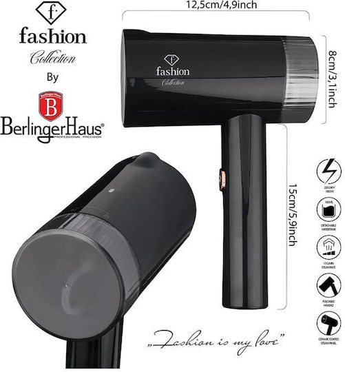 Berlinger Haus Ατμοκαθαριστής Ρούχων Χειρός 1000W με Δοχείο 100ml Μαύρος